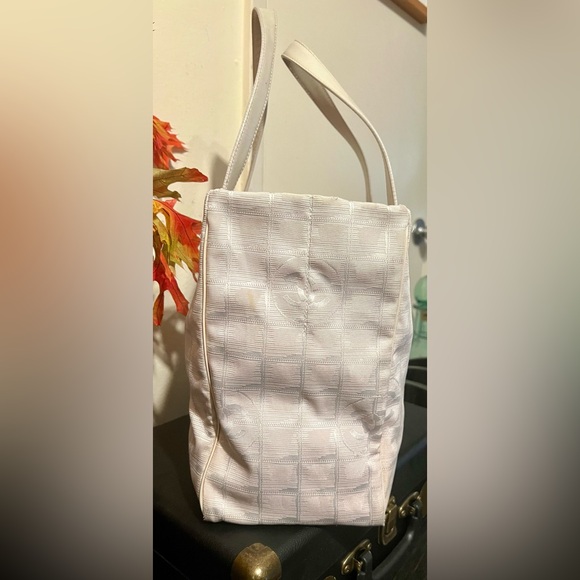 AUTHENTIC CHANEL Travel Line Beige CC Nylon, Leather Tote Bag - Picture 7 of 16